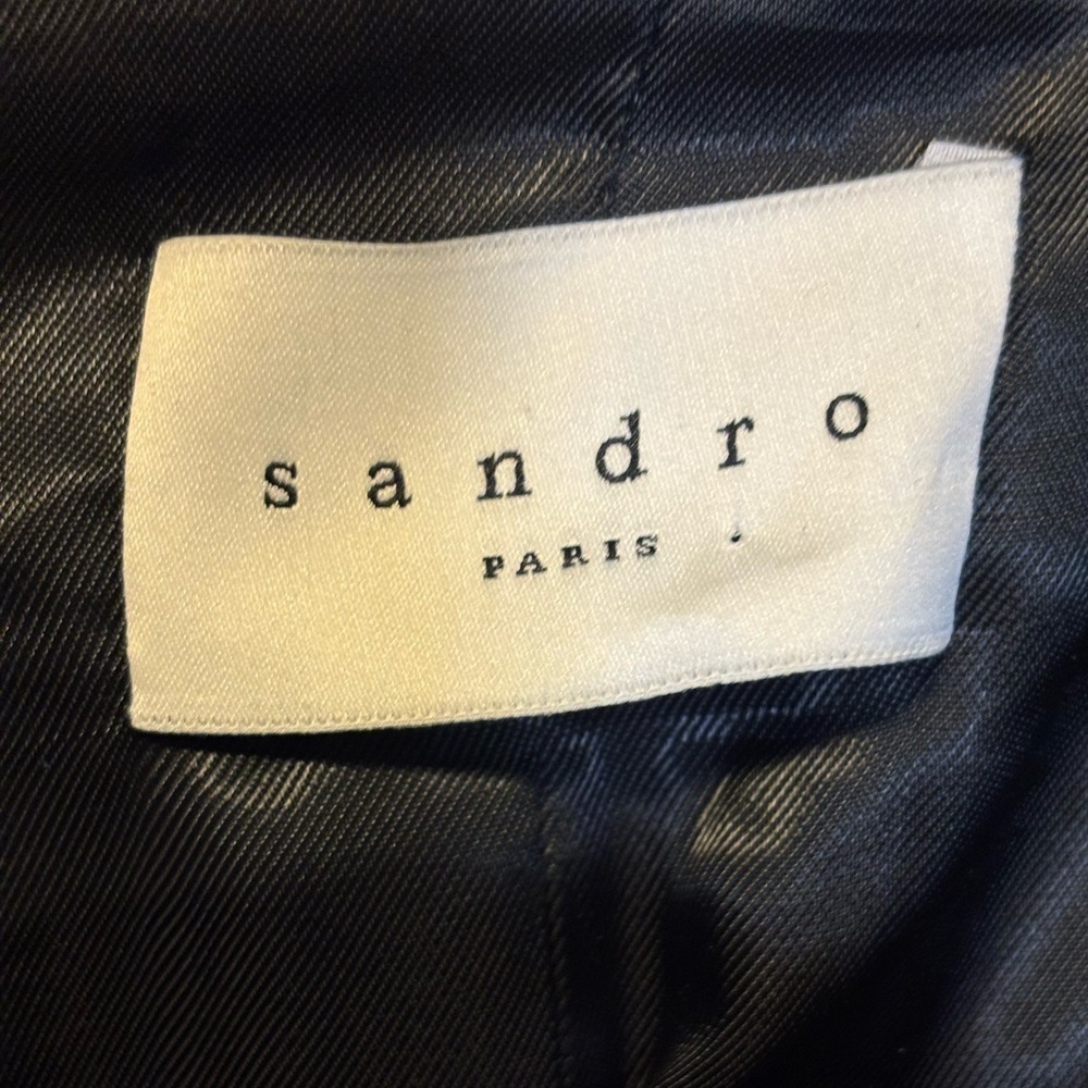 Sandro Paris Wool Silk Blend Brown Belted Women's Long Coat Jacket Size 36 - Picture 6 of 7